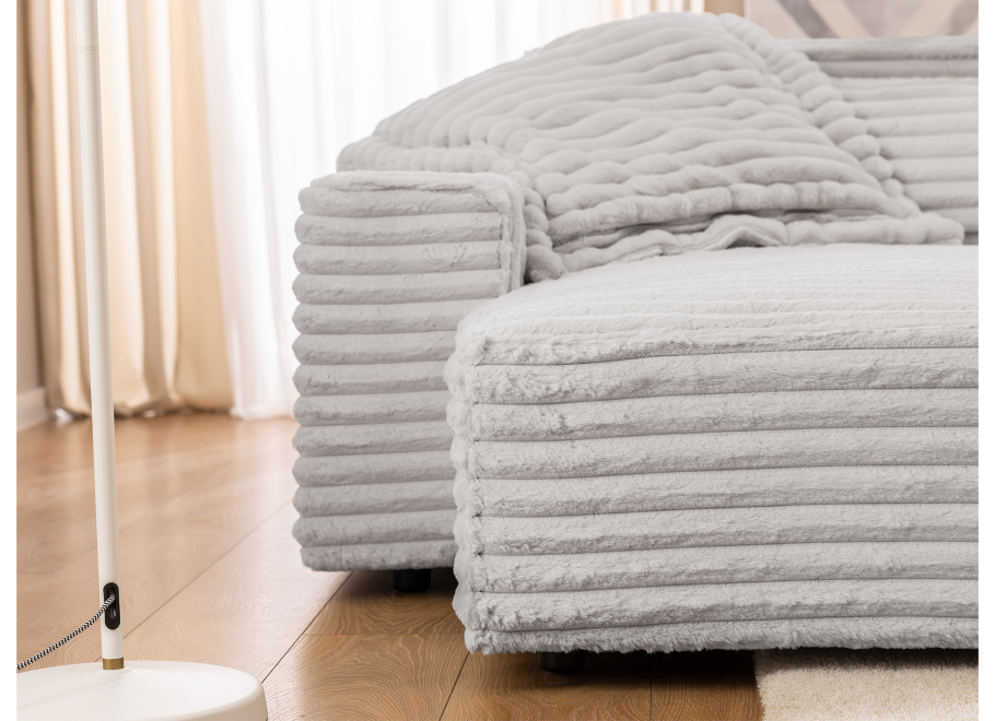 Wygodny narożnik Ravello czteroosobowy – uniwersalny jasnoszary sztruks 7