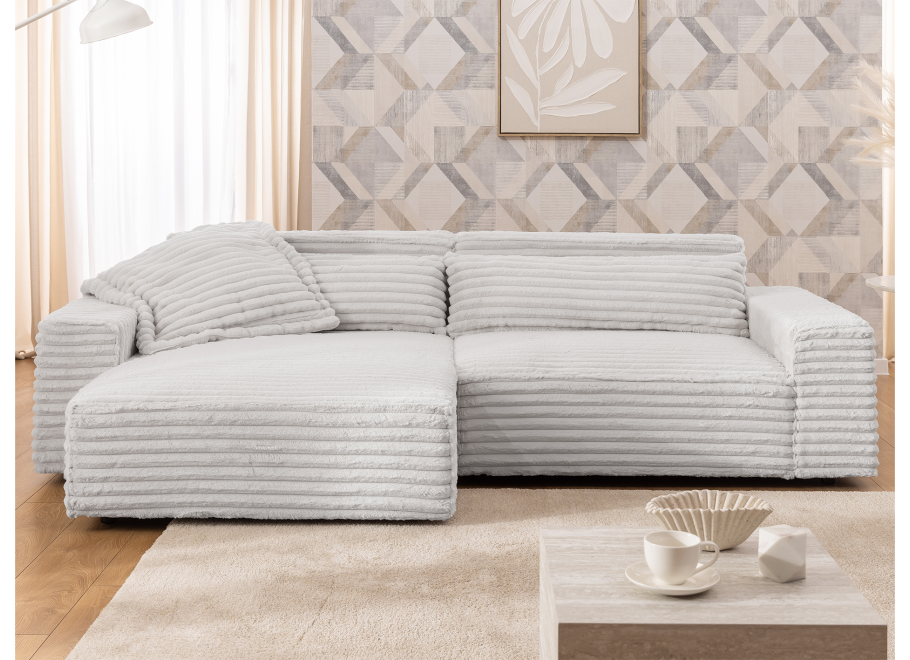 Wygodny narożnik Ravello czteroosobowy – uniwersalny jasnoszary sztruks 8
