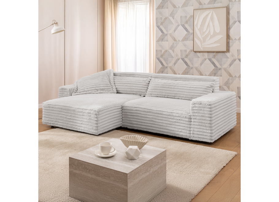 Wygodny narożnik Ravello czteroosobowy – uniwersalny jasnoszary sztruks 9