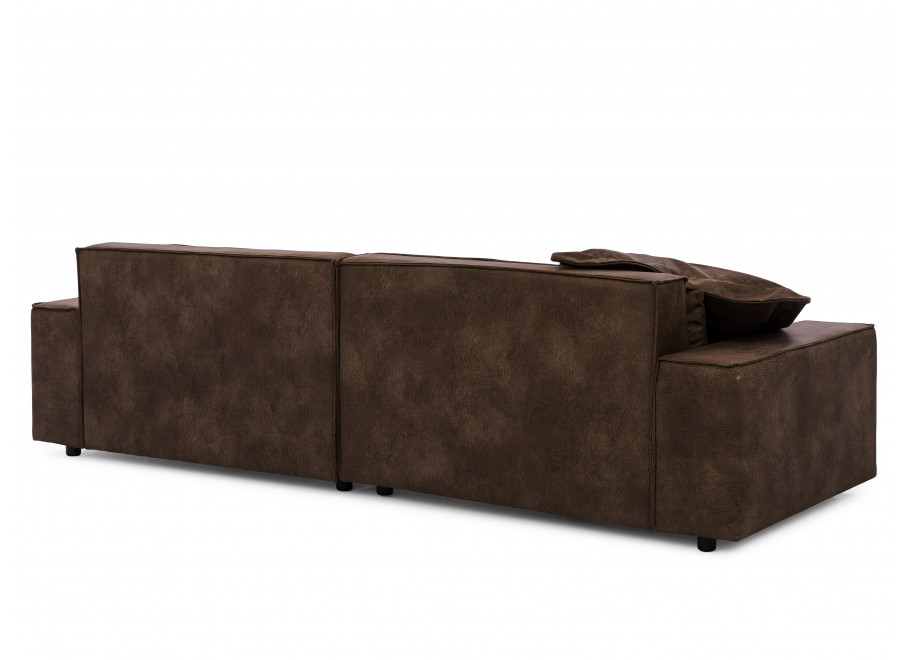 Narożnik czteroosobowy Ravello jasnobrązowy – wygodny narożnik w ekoskórze z poduszkami 7