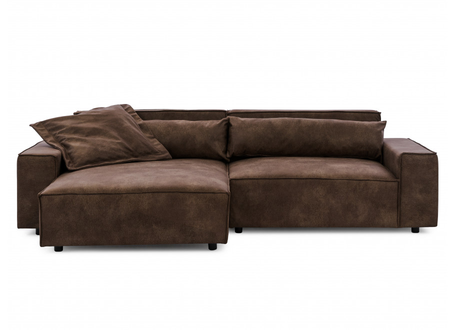 Narożnik czteroosobowy Ravello jasnobrązowy – wygodny narożnik w ekoskórze z poduszkami 6