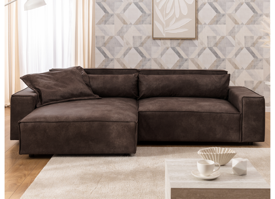 Narożnik czteroosobowy Ravello ciemnobrązowy – wygodny narożnik w ekoskórze 7