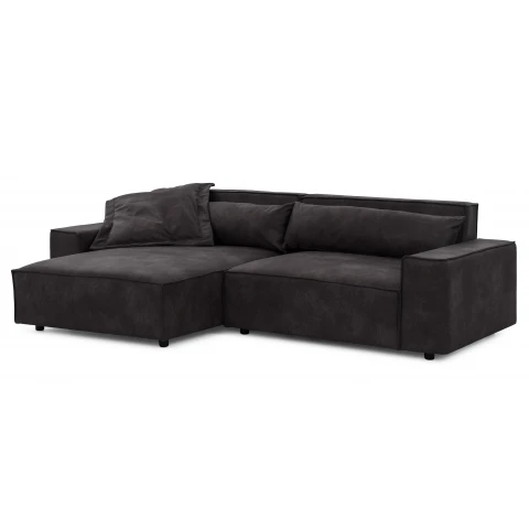 Narożnik czteroosobowy Ravello antracyt – wygodny narożnik w imitacji skóry z poduszkami