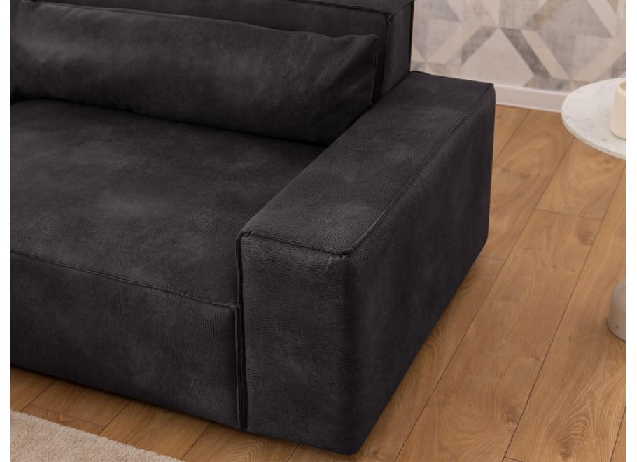 Narożnik czteroosobowy Ravello antracyt – wygodny narożnik w imitacji skóry z poduszkami 7