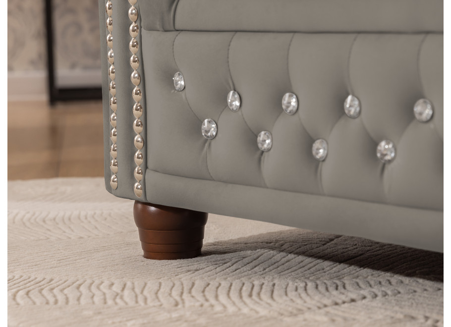 Pikowany narożnik FELIX BLINK 3+E+2 w szarym welurze z funkcją spania - Riviera 91