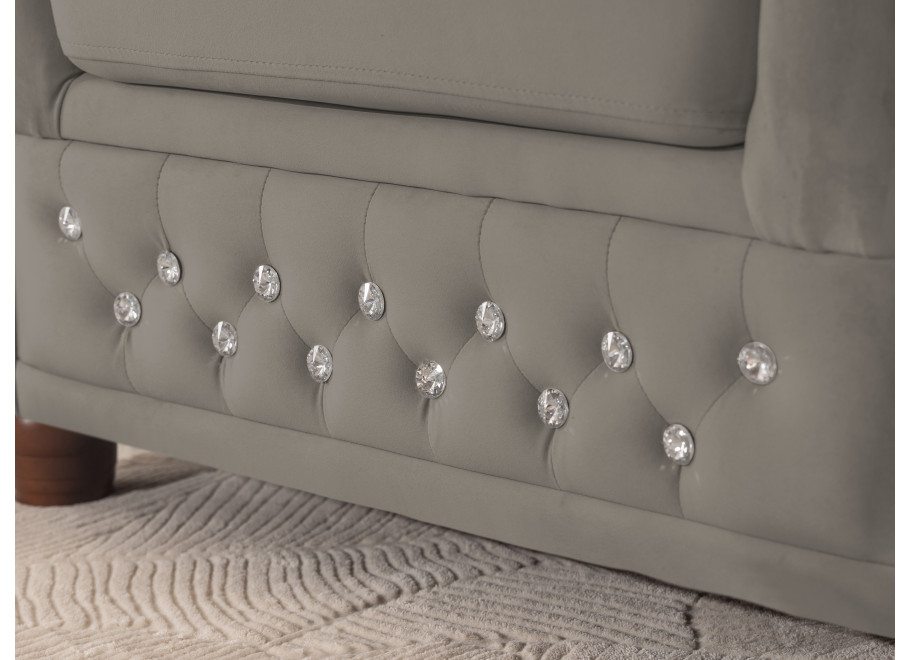 Elegancki narożnik Chesterfield 3+E+2 szary z kryształkami Felix blink - Riviera 91