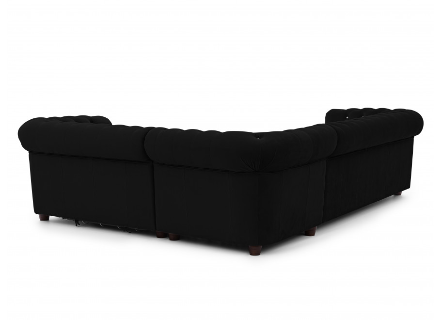 Narożnik Chesterfield FELIX BLINK 3+E+2 czarny welur elegancki do salonu 8
