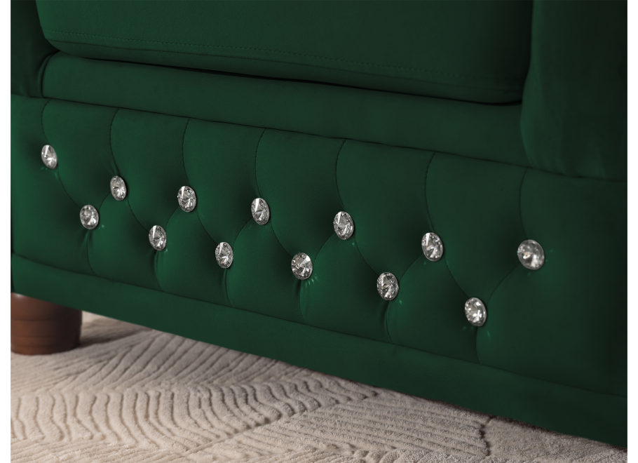 Narożnik pikowany Chesterfield FELIX BLINK 3+E+2 butelkowa zieleń do salonu 5