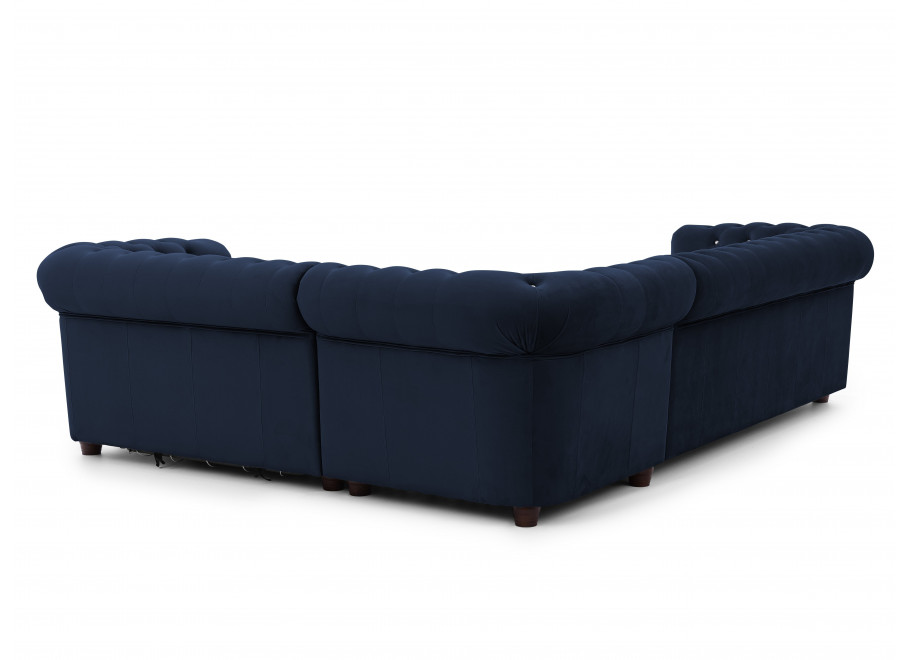 Granatowy narożnik pikowany 3+E+2 Chesterfield FELIX BLINK z kryształkami 8