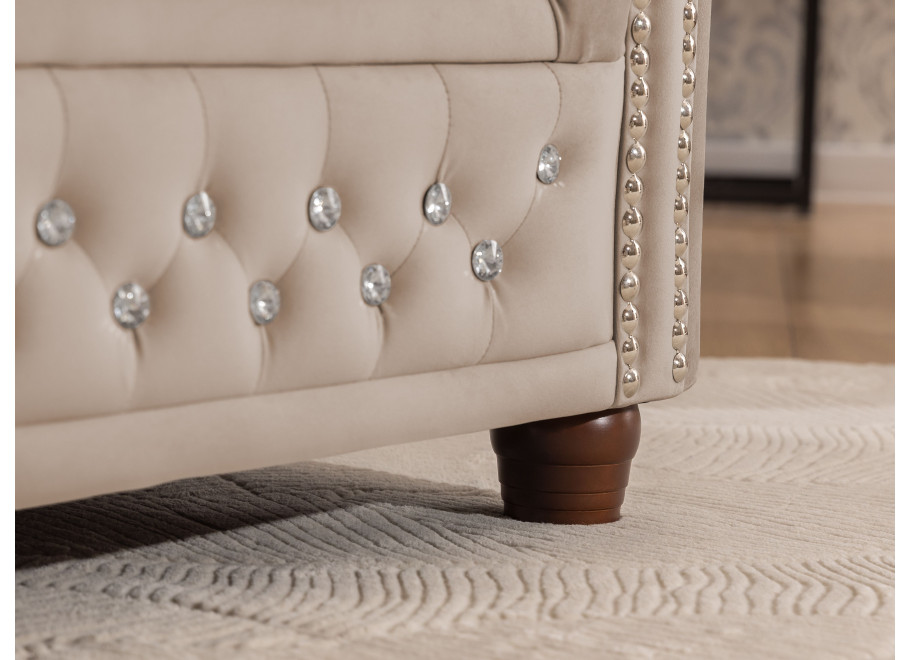 Beżowy narożnik pikowany Chesterfield FELIX BLINK 2+E+3 z funkcją spania – elegancki i wygodny - Riviera 21