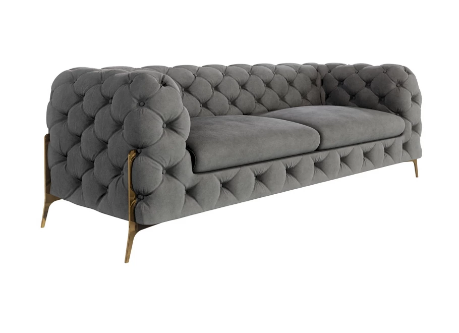 Sofa trzyosobowa pikowana glamour Chesterfield TEO HIGH 2,5