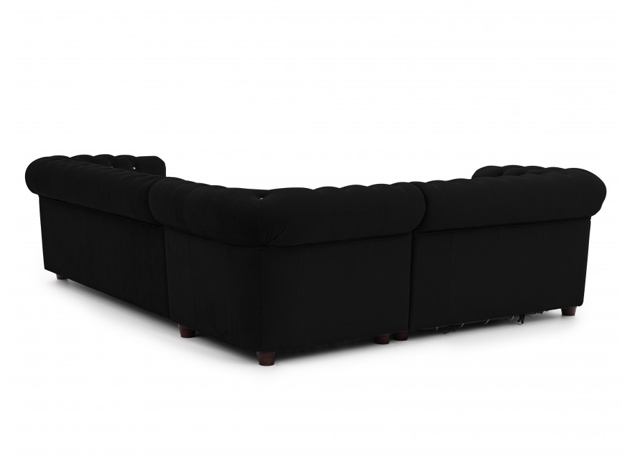 Rozkładany narożnik Chesterfield FELIX BLINK czarny 2+E+3 - pikowany model z kryształkami 11