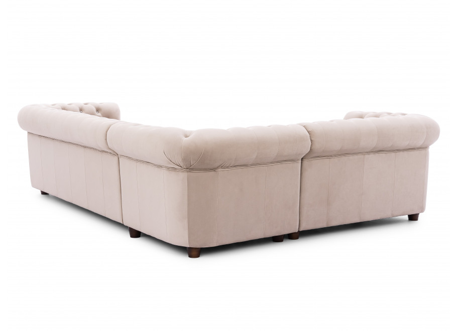 Chesterfield FELIX BLINK narożnik beżowy 2+E+3 – elegancki, pikowany, z kryształkami - Riviera 21