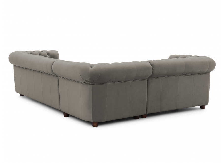 Pikowany narożnik FELIX BLINK Chesterfield 2+E+3 szary – z ozdobnymi kryształkami 8