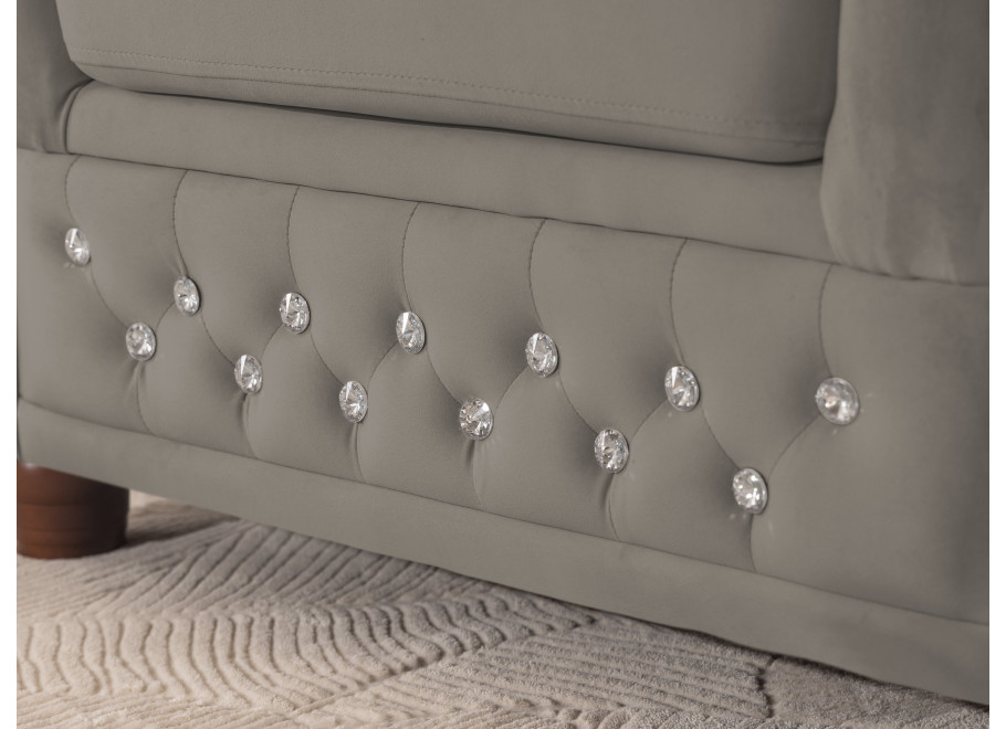 Pikowany narożnik FELIX BLINK Chesterfield 2+E+3 szary – z ozdobnymi kryształkami 7