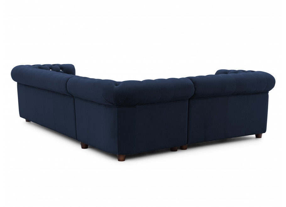 Granatowy narożnik Chesterfield FELIX BLINK 2+E+3 – pikowany sześcioosobowy model z kryształkami 8