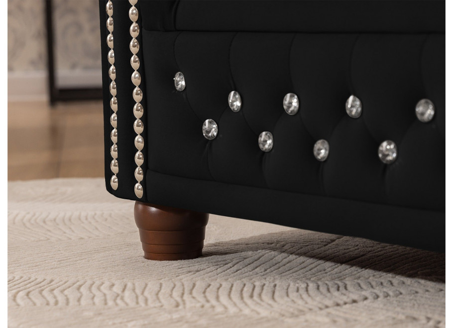 Czarny narożnik Chesterfield FELIX BLINK 2+E+3 – pikowany, elegancki z kryształkami 5