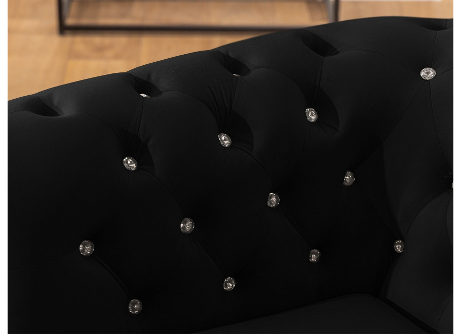 Czarny narożnik Chesterfield FELIX BLINK 2+E+3 – pikowany, elegancki z kryształkami 6