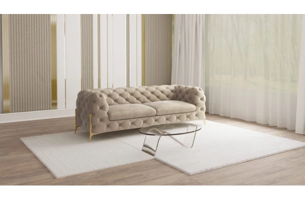 Sofa trzyosobowa pikowana glamour Chesterfield TEO HIGH 2,5 - sofy