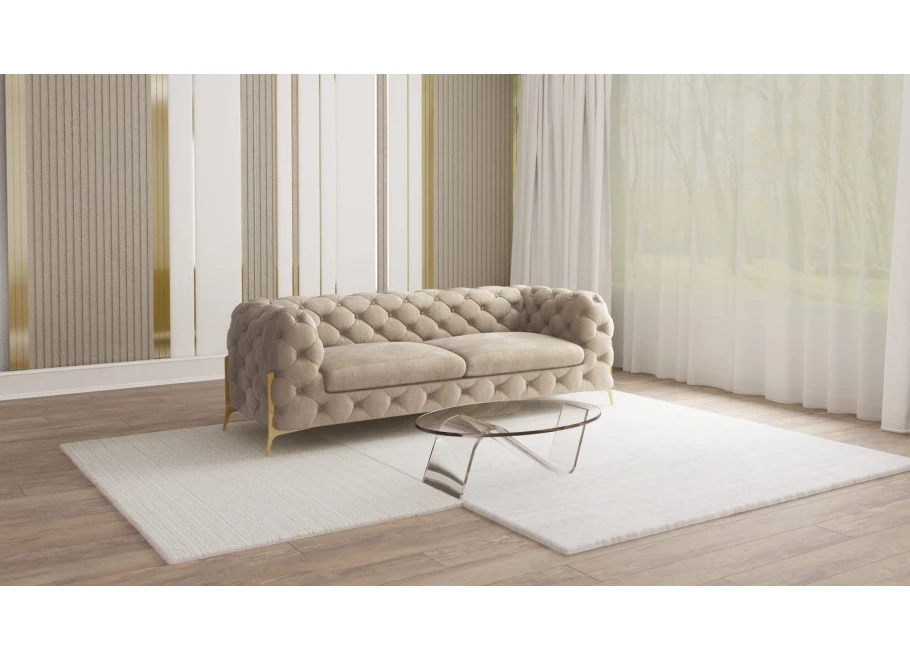 Sofa trzyosobowa pikowana glamour Chesterfield TEO HIGH 2,5