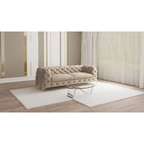 Sofa trzyosobowa pikowana glamour Chesterfield TEO HIGH 2,5