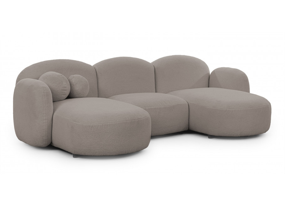 Nowoczesny narożnik do salonu Bloop U-kształtny jasny popiel boucle 2