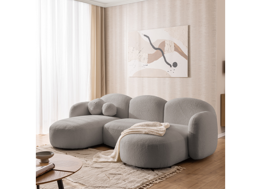 Nowoczesny narożnik do salonu Bloop U-kształtny jasny popiel boucle