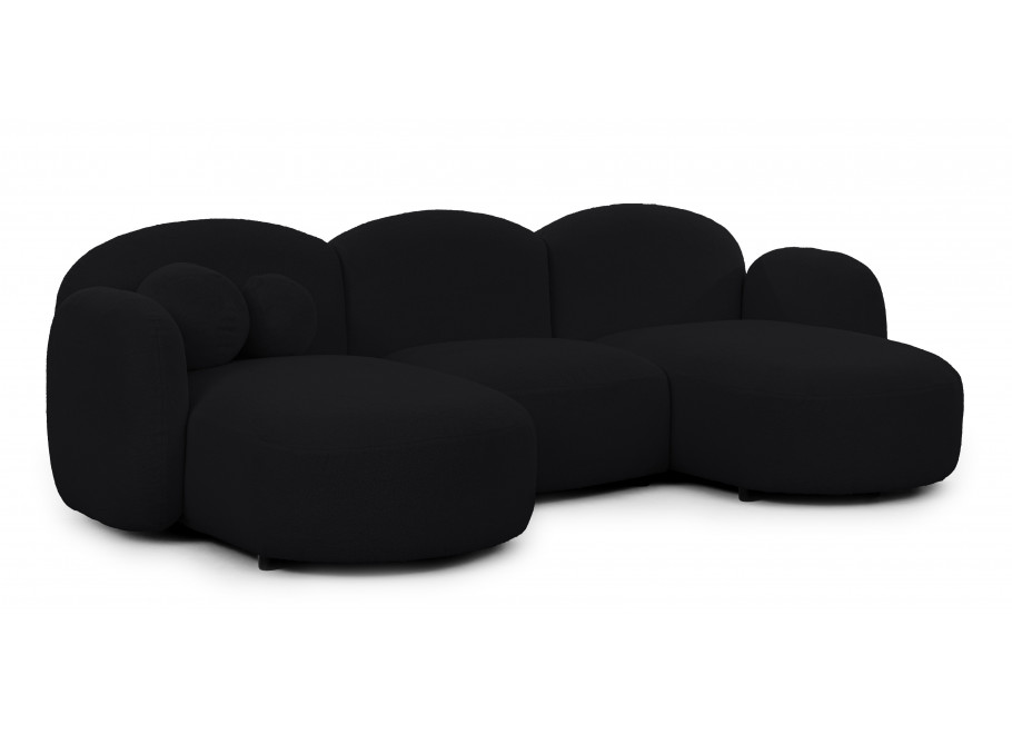 Elegancki czarny narożnik do salonu Bloop U-kształtny - tkanina baranek 2