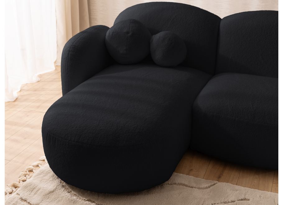 Elegancki czarny narożnik do salonu Bloop U-kształtny - tkanina baranek 3