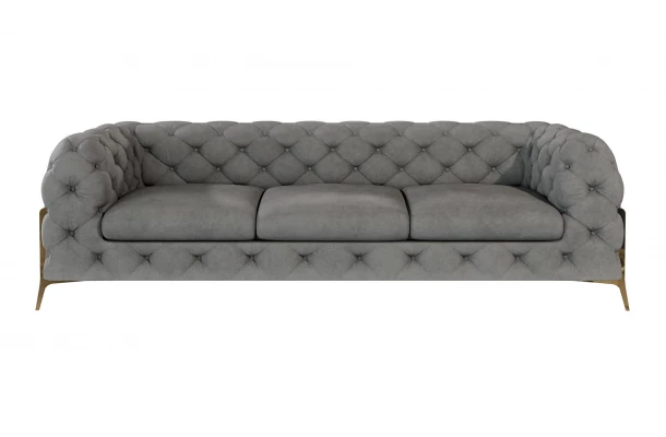 Sofa trzyosobowa pikowana glamour Chesterfield TEO HIGH 3 - wypoczynkowe