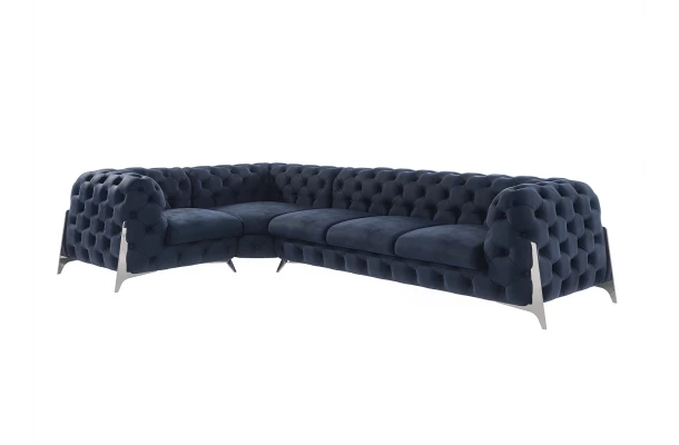 Narożnik pięcioosobowy pikowany Chesterfield glamour KALIFORNIA 1+E+3 - otwarty Narożnik pięcioosobowy pikowany Chesterfield glamour KALIFORNIA 1+E+3 - otwarty