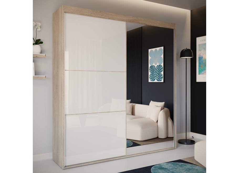 Szafa przesuwna dwudrzwiowa z lacobelem i lustrem ASTERION - 100x255 3