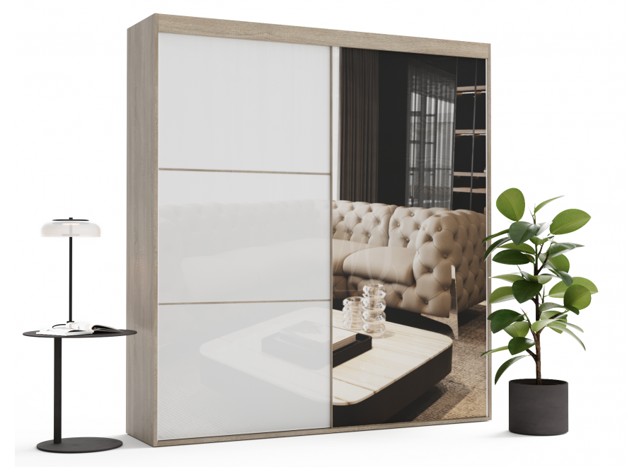Szafa przesuwna dwudrzwiowa z lacobelem i lustrem ASTERION - 100x255 1