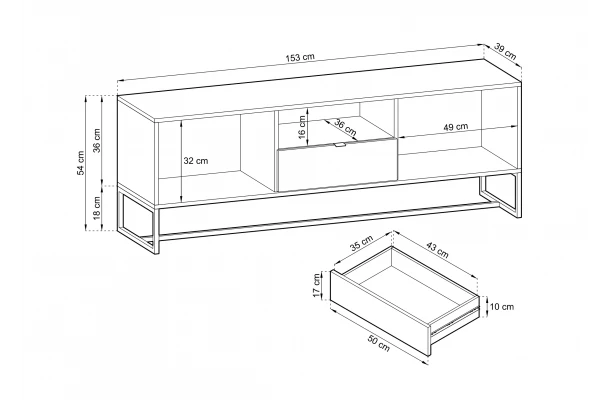 Stolik RTV Lamber LRTV153 - design i funkcjonalnosc w parze