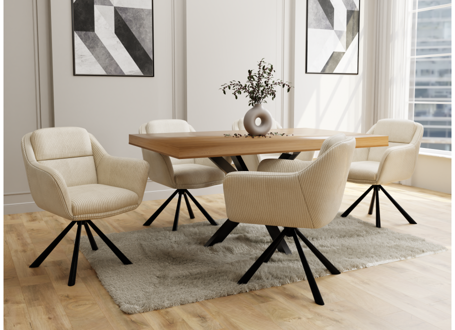 Krzesło tapicerowane obrotowe beżowe Kado 4