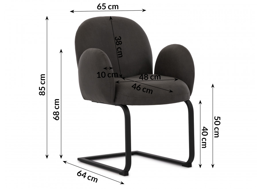 Krzesło tapicerowane antracytowe Bari 6