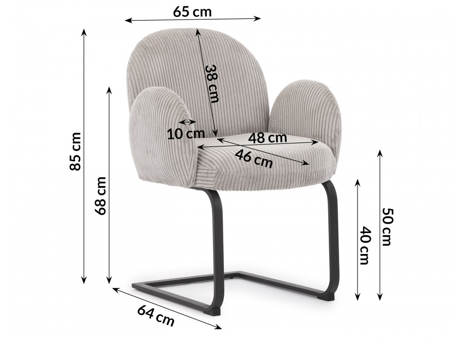 Dwa krzesła tapicerowane jasnoszare Bari 7