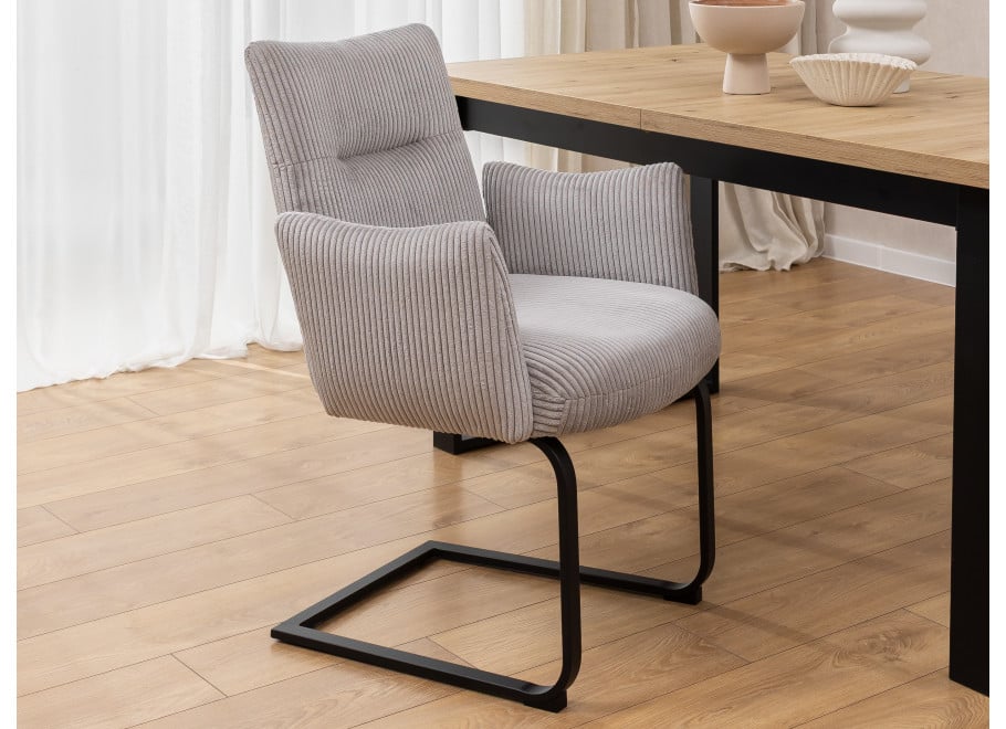 Dwa krzesła tapicerowane jasnoszare Kato 3