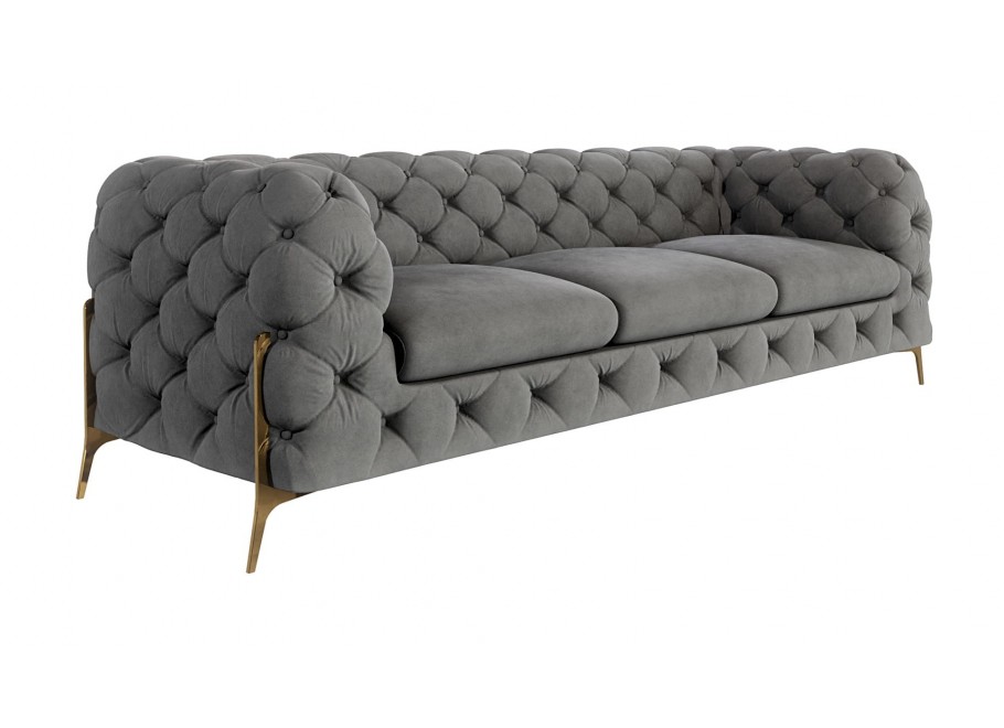 Sofa trzyosobowa pikowana glamour Chesterfield TEO HIGH 3 12