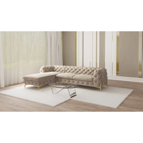 Narożnik pięcioosobowy pikowany glamour Chesterfield TEO HIGH...