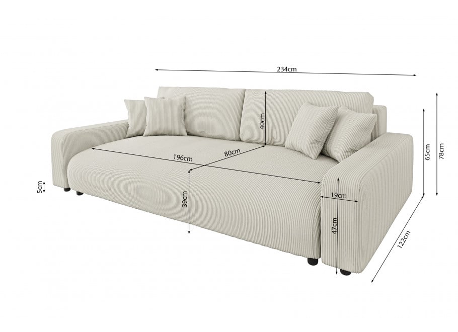 Sofa trzyosobowa z funkcją spania nowoczesna Sergio 6