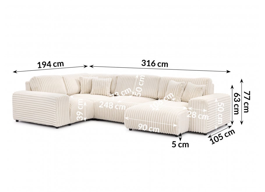 Nowoczesny narożnik Candi w kształcie U – duży komfortowy do salonu 5