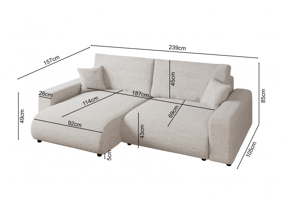 Narożnik rozkładany Candi Bis uniwersalny do salonu z funkcją spania 3