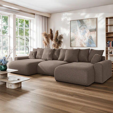 Narożnik U-kształtny Cleo Small z funkcją spania i pojemnikiem na pościel