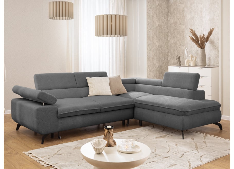 Narożnik Melvano z funkcją spania i pojemnikiem, regulowane zagłówki 12