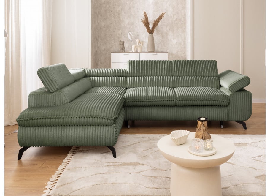 Narożnik Melvano z funkcją spania i pojemnikiem, regulowane zagłówki 18