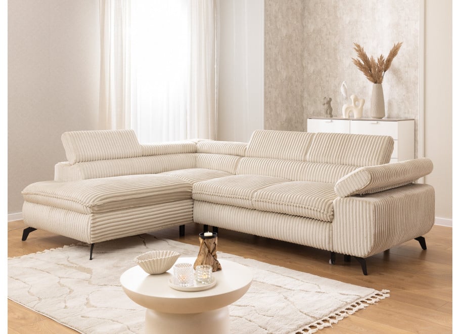 Narożnik Melvano z funkcją spania i pojemnikiem, regulowane zagłówki 15