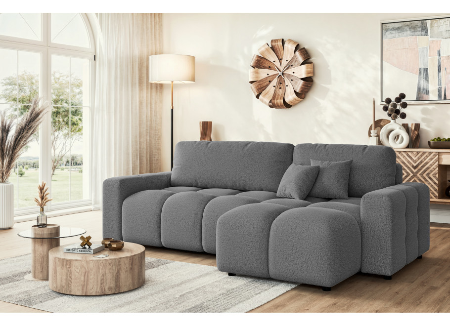 Szary rozkładany narożnik VEGA z funkcją spania 2