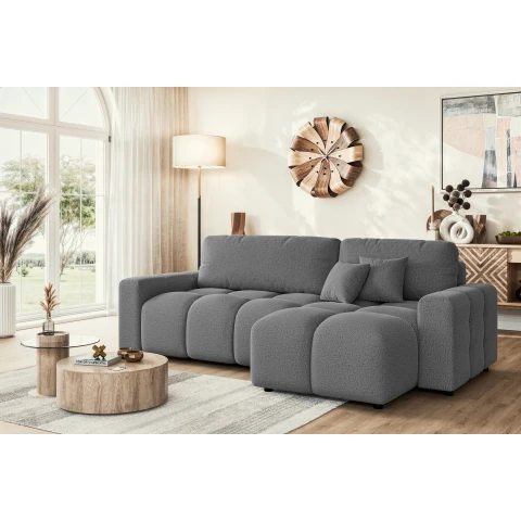 Szary rozkładany narożnik VEGA z funkcją spania