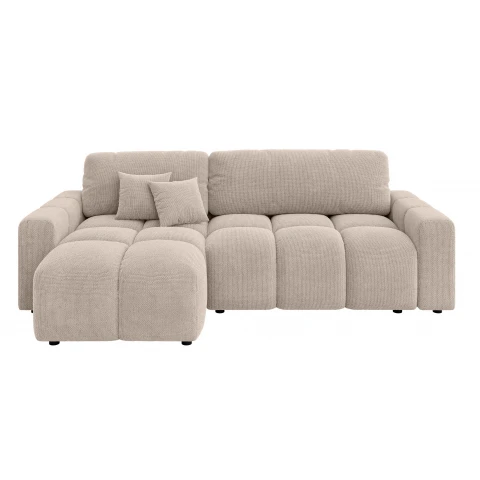 Beżowy rozkładany narożnik VEGA z funkcją spania i pojemnikiem na pościel